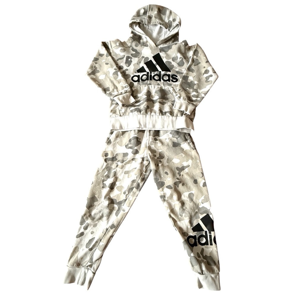 adidas Boys' Long Sleeve Camo Print Hoodie and Pants Set